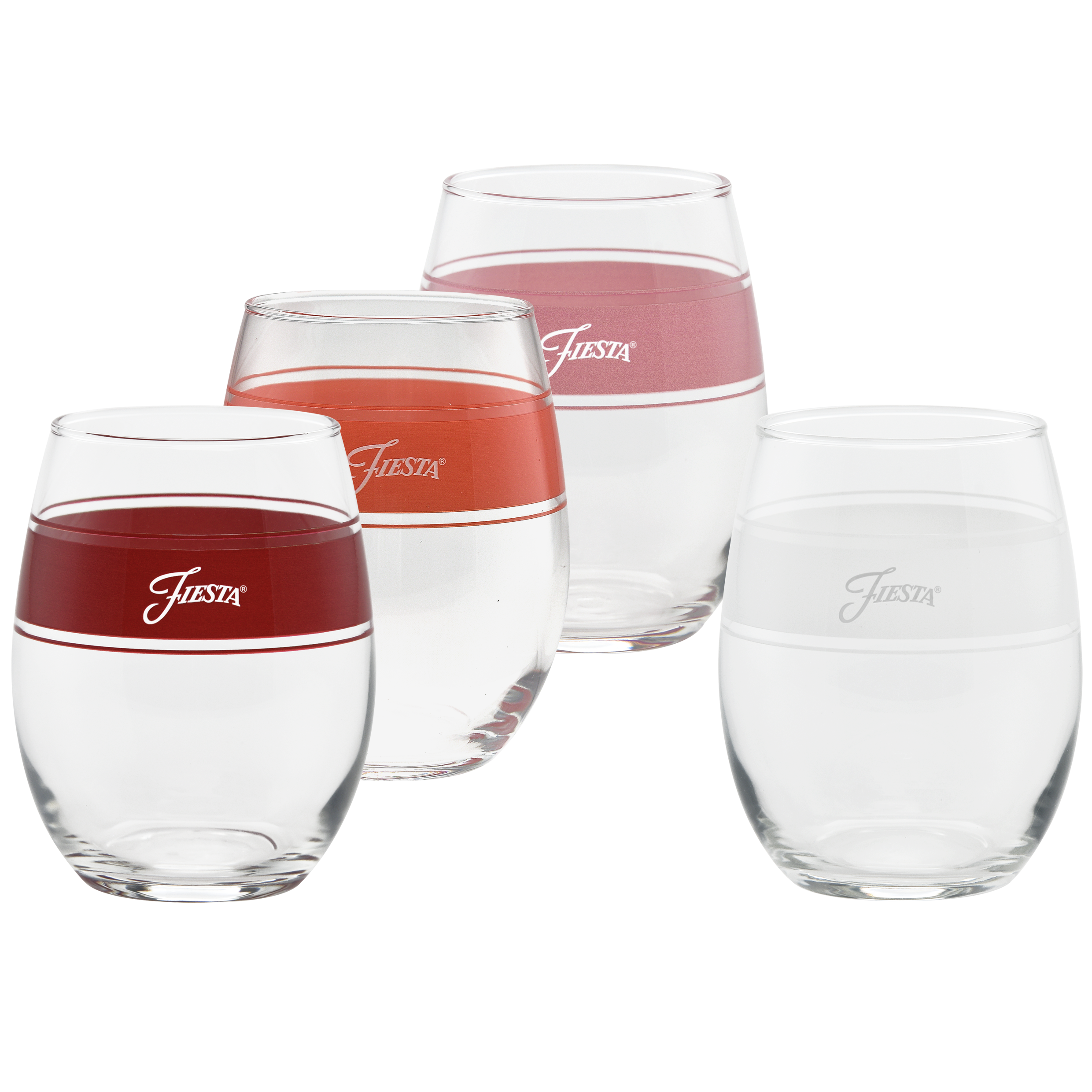 Fiesta China Sunset Horizon 15 oz. Frame Stemless Wine Glass Mixed Color Set of 4