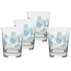 Fiesta China Botanical Floral 15 oz. Tapered Double Old Fashion Glass, Set of 4