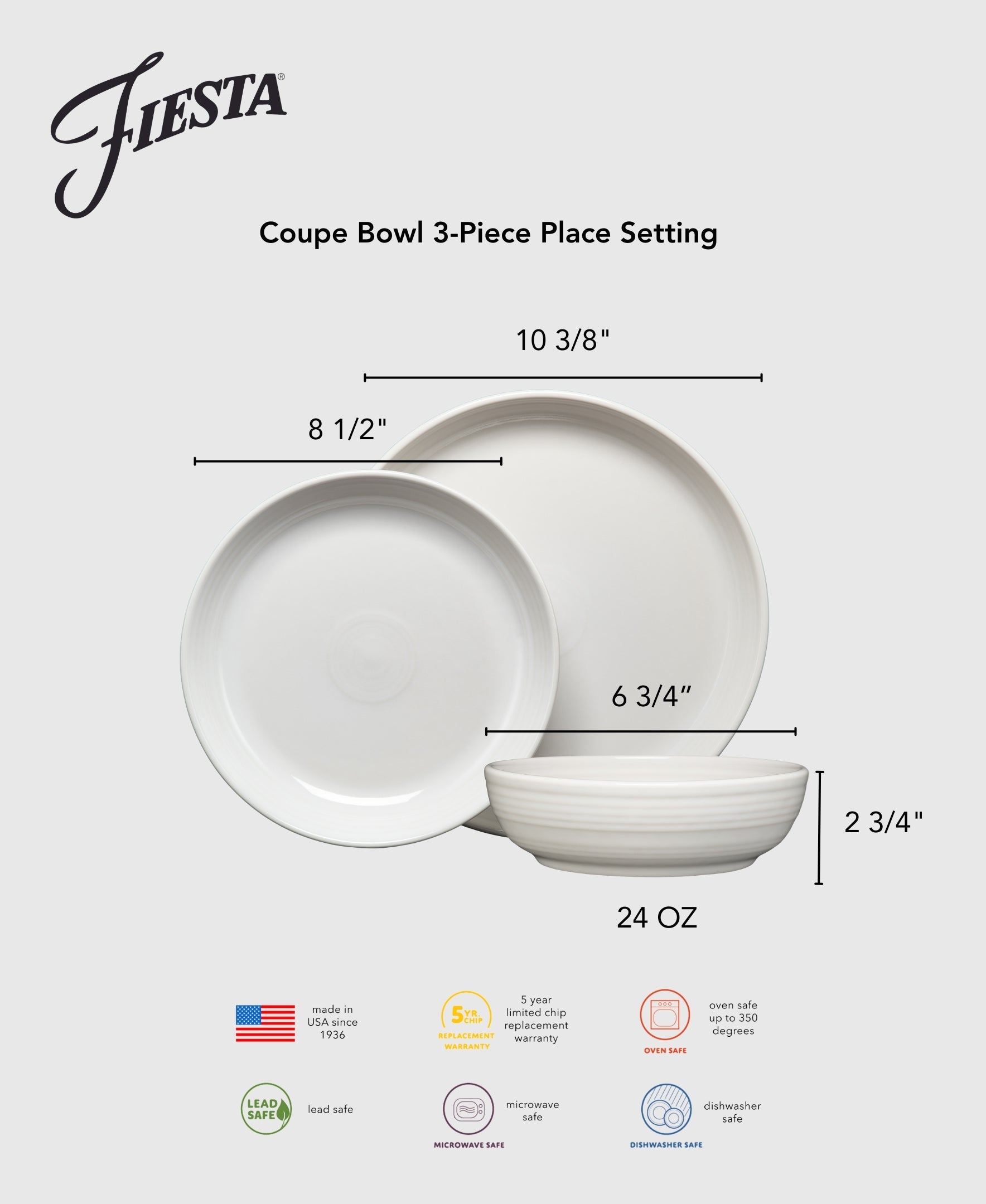 Fiesta China Coupe Bowl 3-Piece Place Setting - Image 5