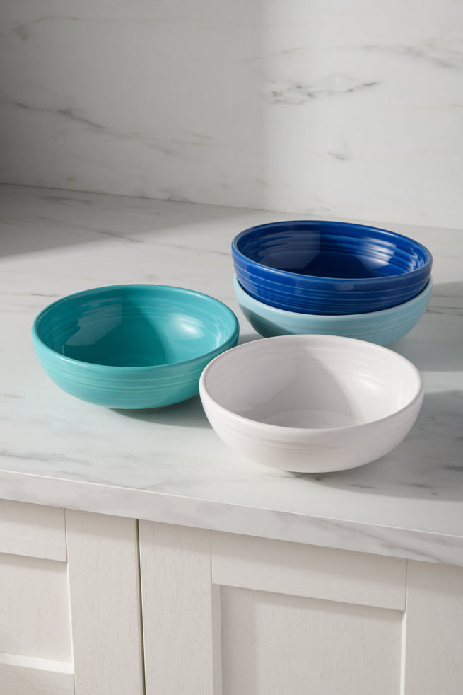 Fiesta China Mixed Coastal Blue Bistro Coupe 7 5/8-Inch 38OZ Medium Bowls, Set of 4 - Image 2