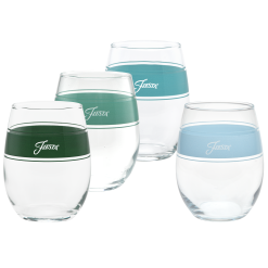 Fiesta China Aegean 15 oz. Frame Stemless Wine Glass Mixed Color, Set of 4