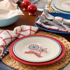 Alternative view of Fiesta China Americana Fan, Star, & Bow Classic Rim 9 Inch Luncheon Plate
