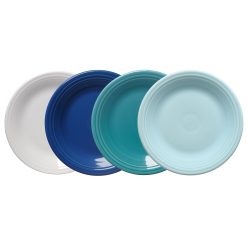 Fiesta China Mixed Coastal Blues Classic Rim 10 1/2 Inch Dinner Plate, Set of 4