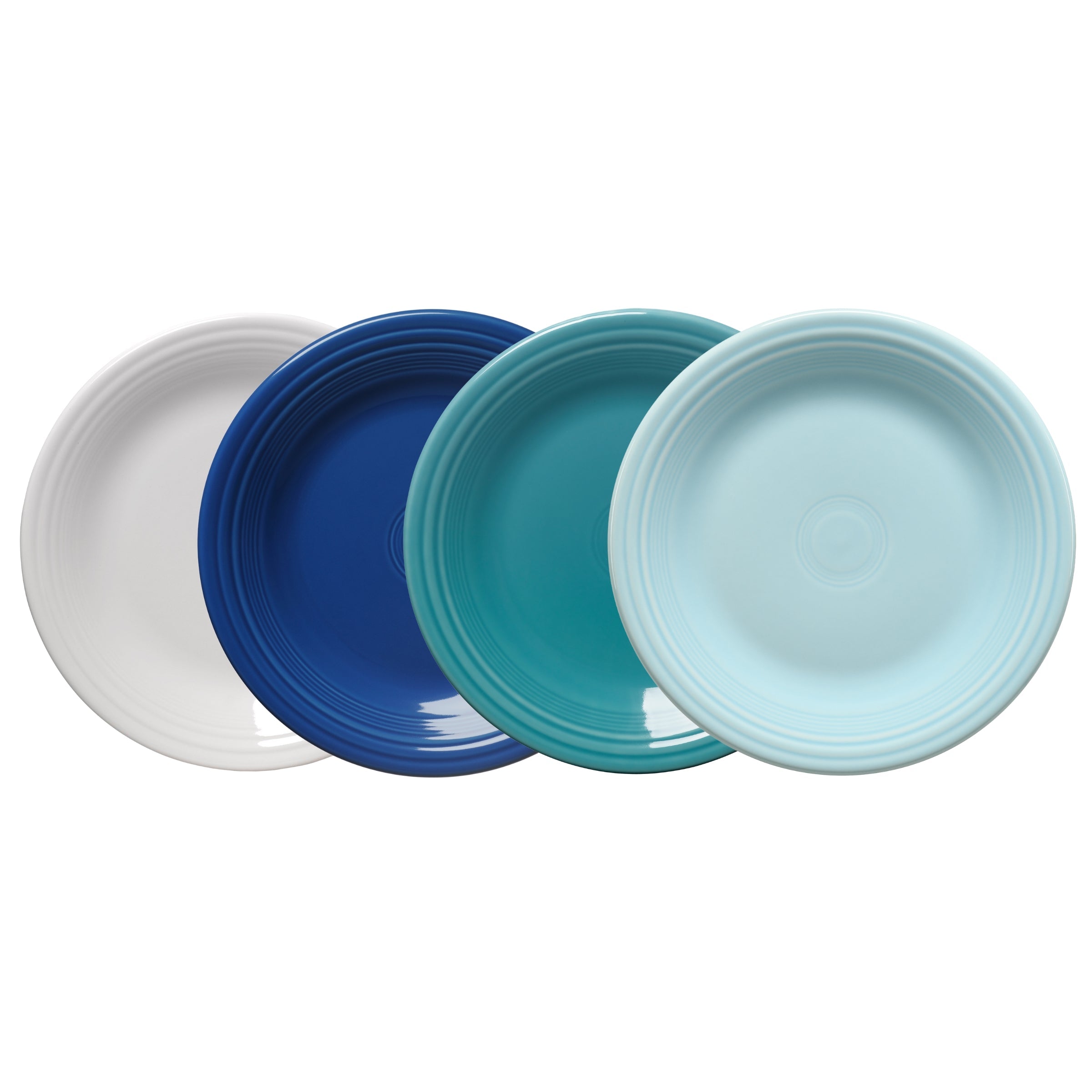 Fiesta China Mixed Coastal Blues Classic Rim 10 1/2 Inch Dinner Plate, Set of 4