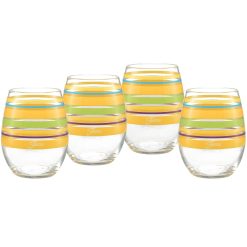 Fiesta China Retired 15 oz. Fiesta® Caribbean Sunset Stripes Stemless Wine, Set of 4