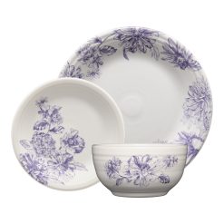 Fiesta China Botanical Floral Lavender Classic Bistro 3-Piece Place Setting, Service For 1