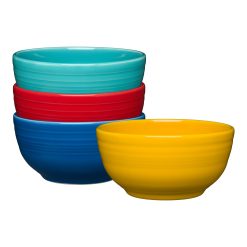 Fiesta China Mixed Vibrant Bistro Coupe 5 1/2 Inch Cereal Bowl 22 oz, Set of 4
