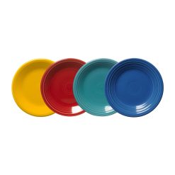Fiesta China Mixed Vibrant Classic Rim 7 1/4 Inch Salad Plate, Set of 4