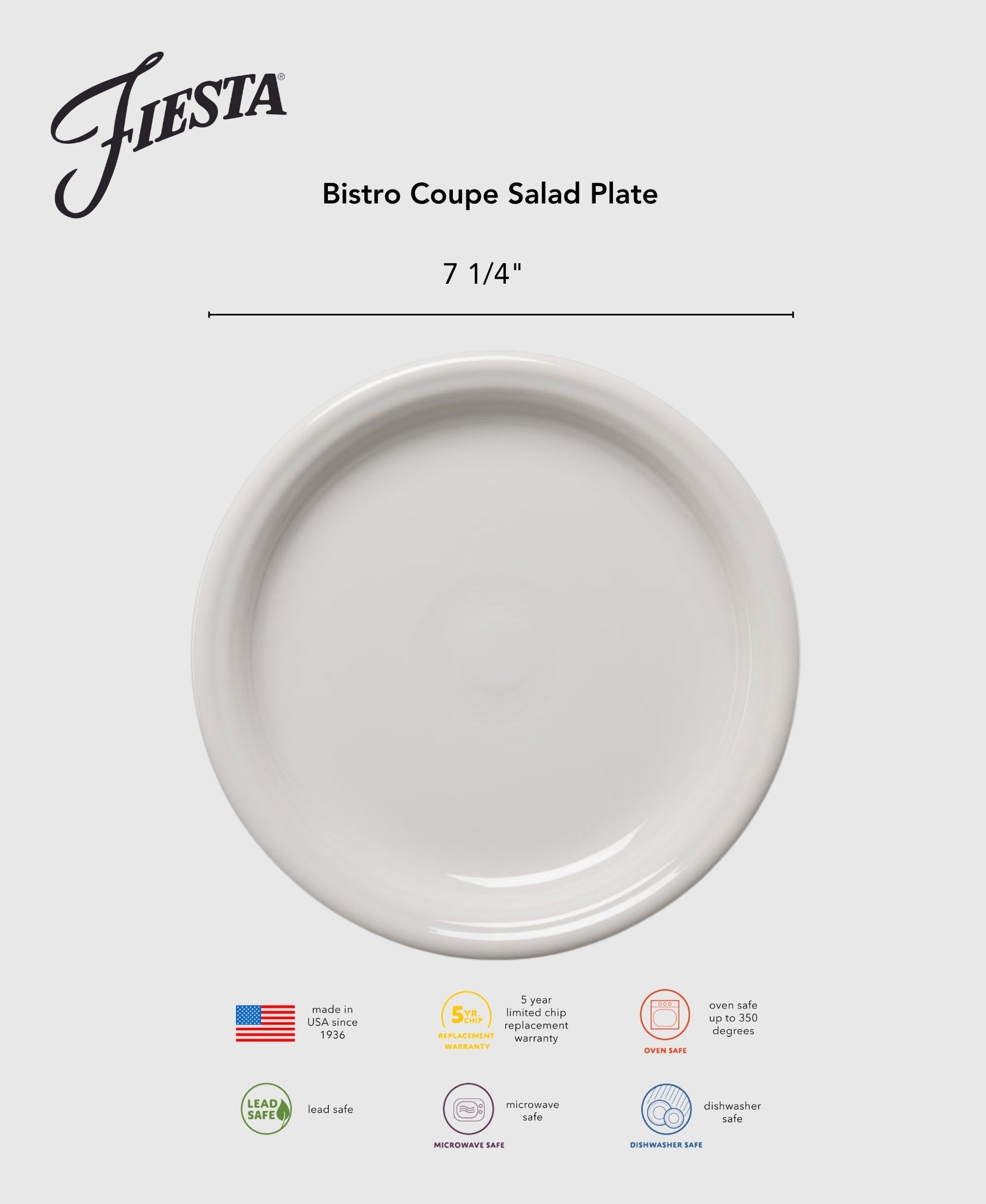 Fiesta China New Retired Bistro Coupe 7 1/4 Inch Salad Plate - Image 2