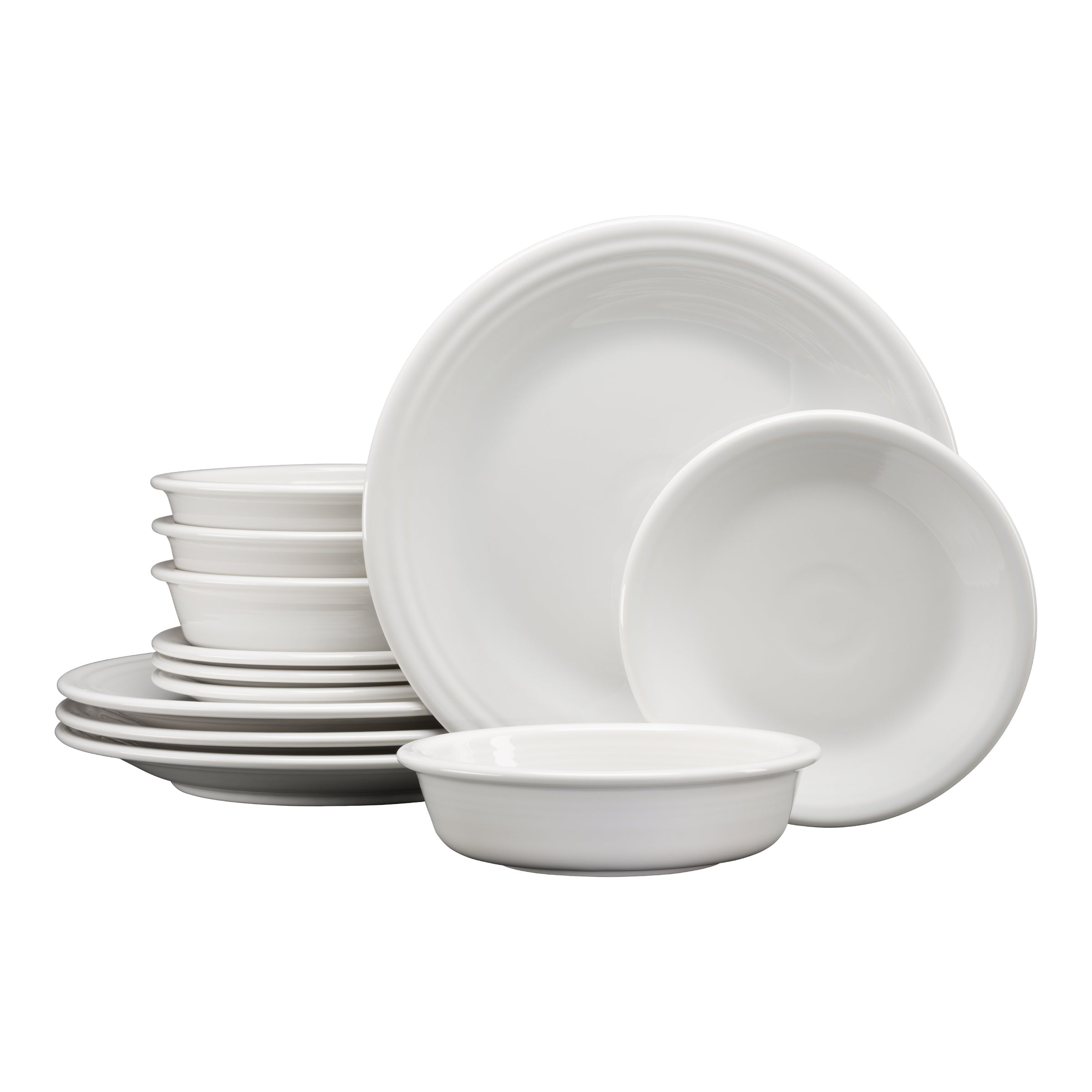 Fiesta China Classic Rim 12-Piece Dinnerware Set, Service for 4