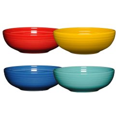 Fiesta China Mixed Vibrant Bistro Coupe 7 5/8-Inch 38OZ Medium Bowls, Set of 4
