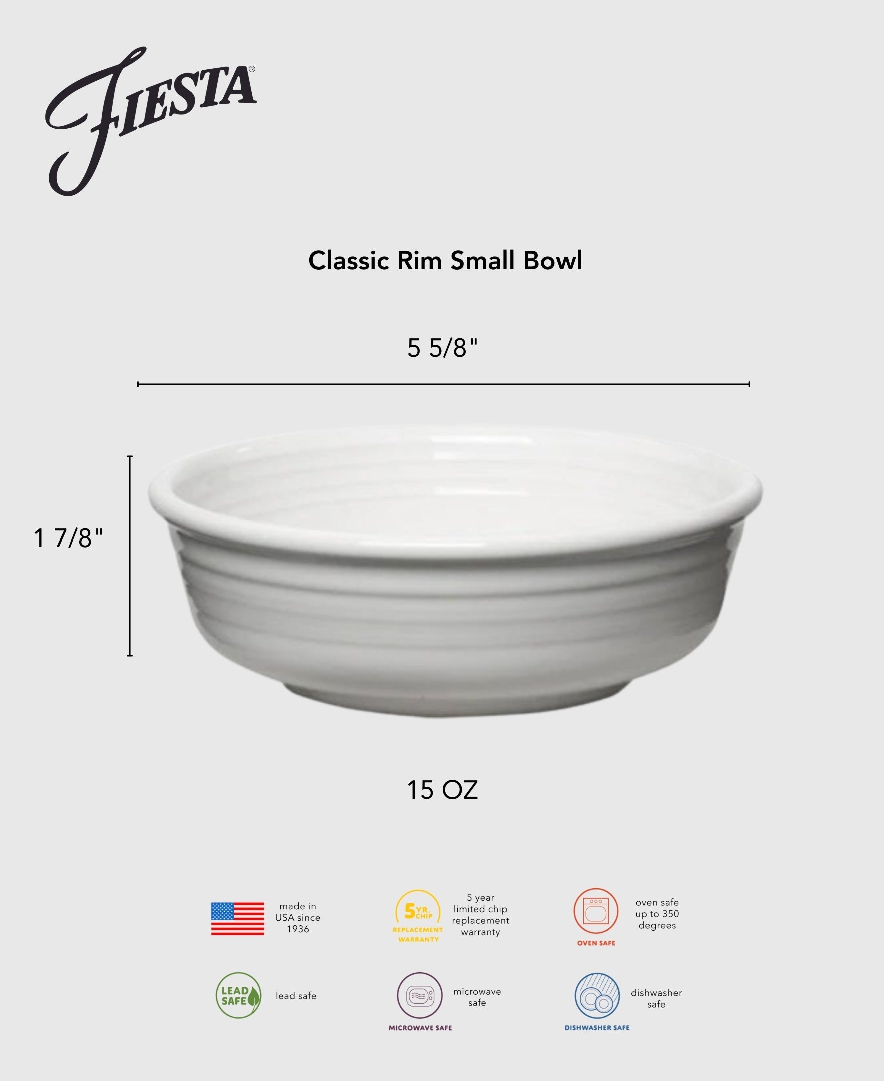 Fiesta China Lavender Classic Rim 5 5/8 Inch Small Bowl 15 OZ - Image 4