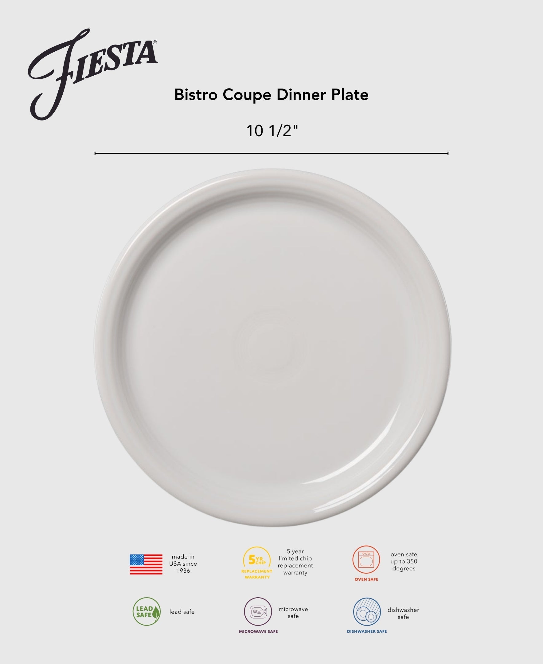 Fiesta China Lavender Bistro Coupe 10 1/2 Inch Dinner Plate - Image 2