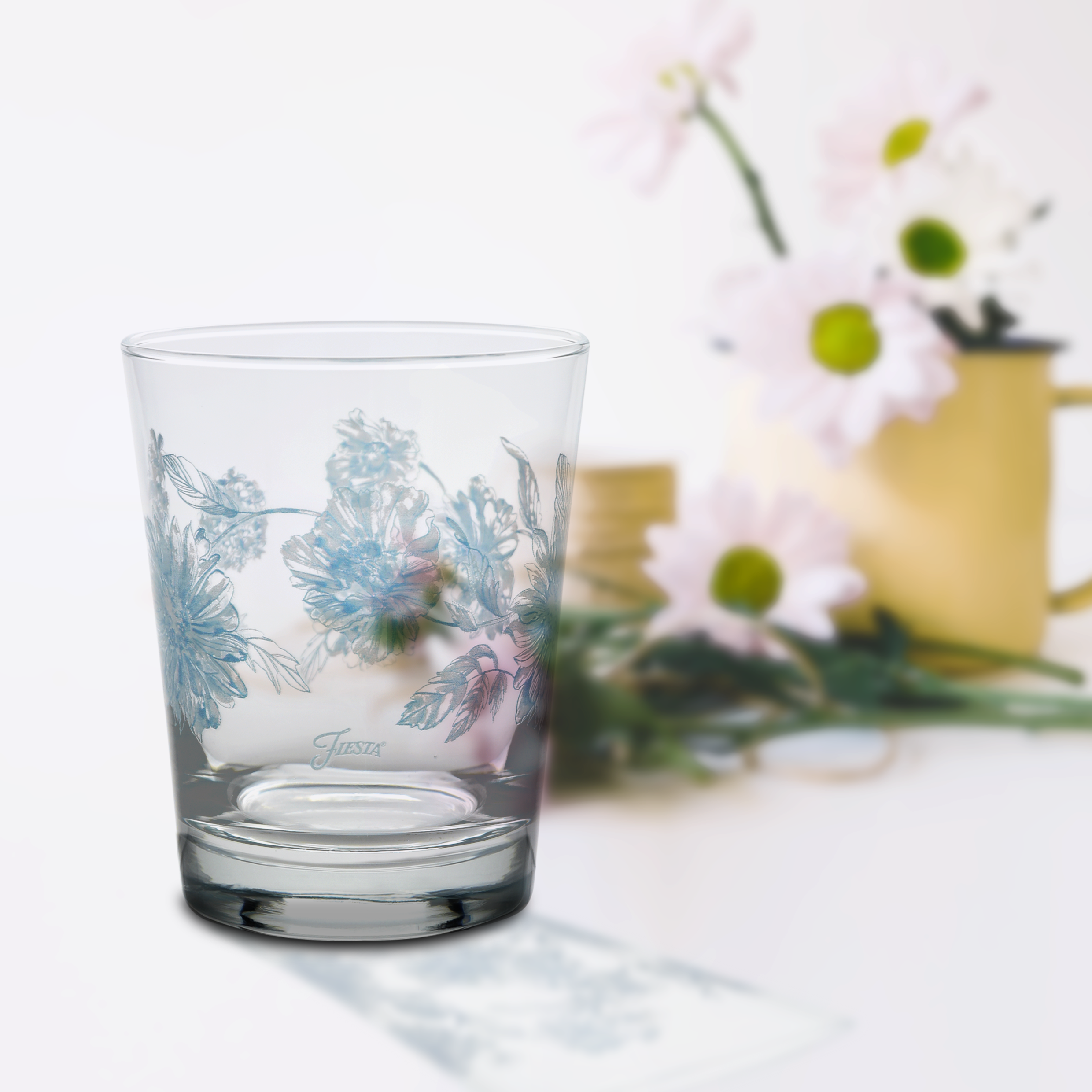 Fiesta China Botanical Floral 15 oz. Tapered Double Old Fashion Glass, Set of 4 - Image 3