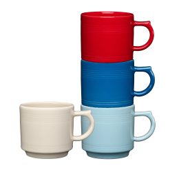 Fiesta China Mixed Americana 16 OZ Set of 4 Stackable Mug Set