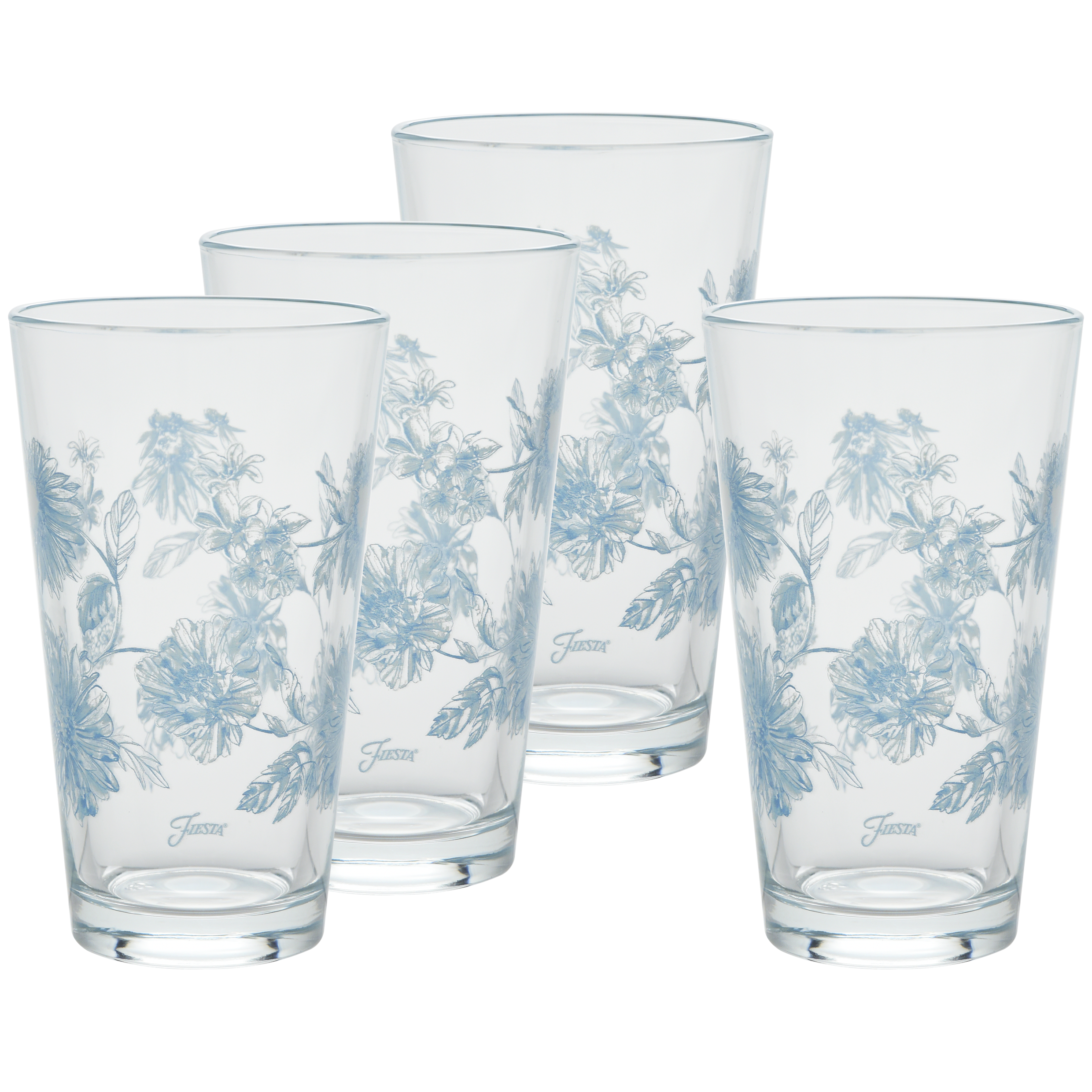 Fiesta China Botanical Floral 16 oz. Cooler Glass - Set of 4