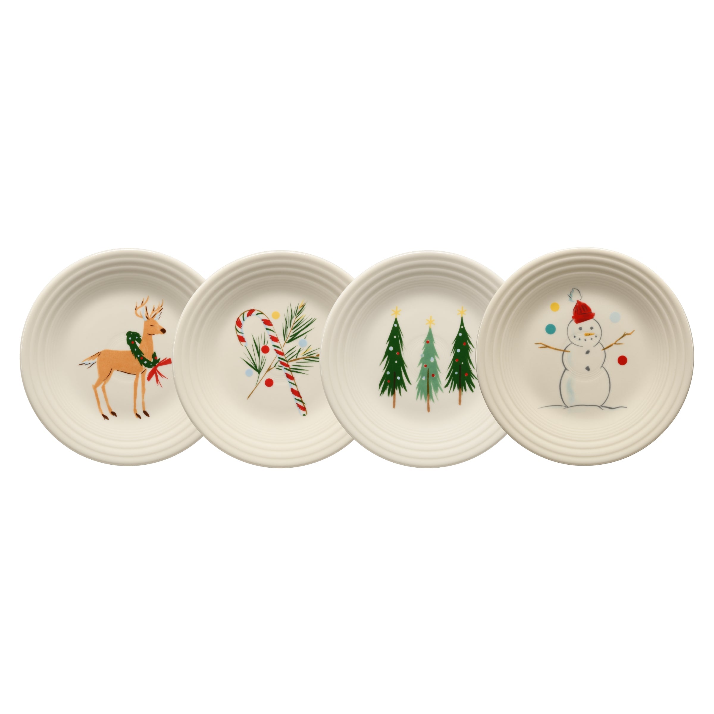 Fiesta China Jolly Christmas Classic Rim 9 Inch Luncheon Plate, Set of 4