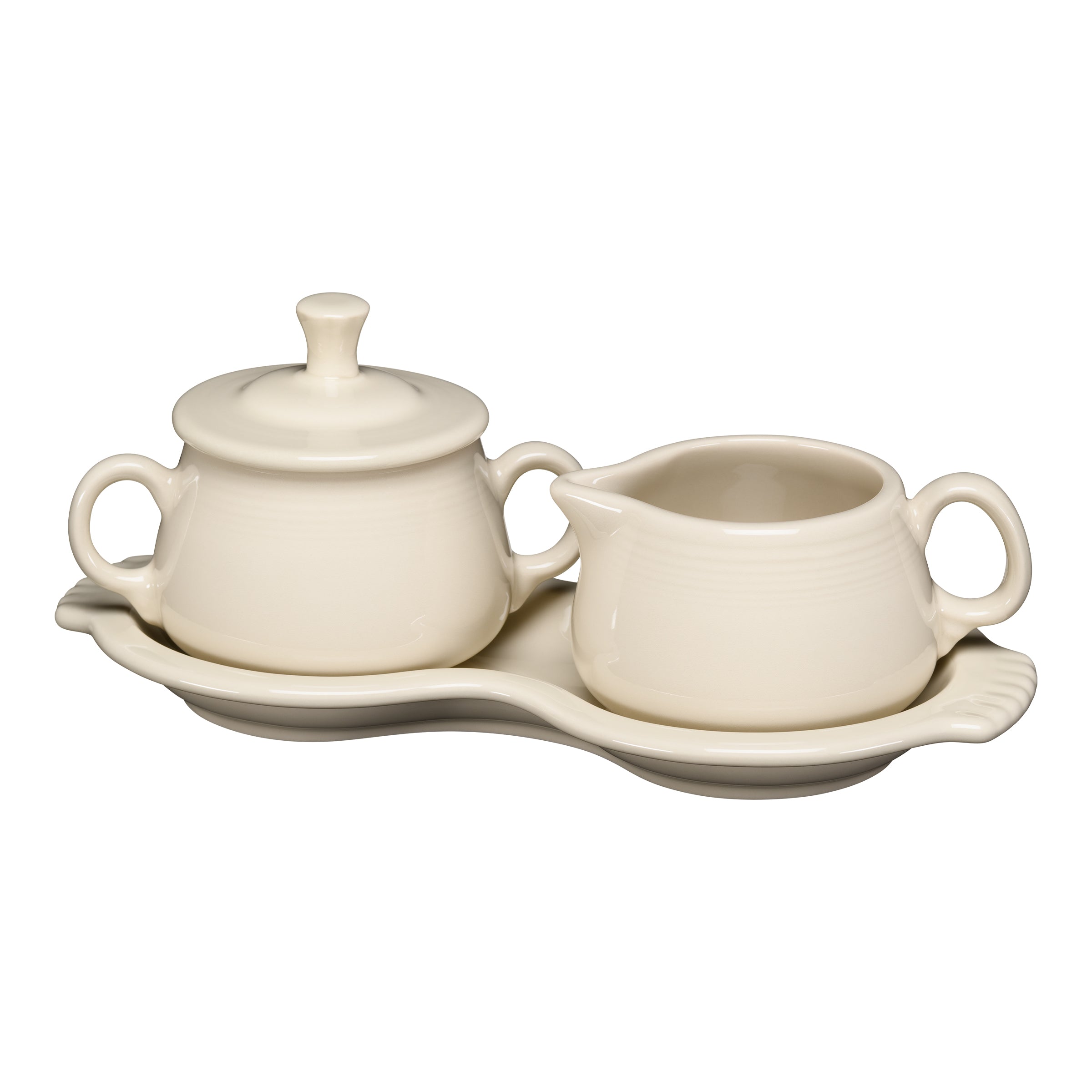 Fiesta China New Retired Linen 4-Piece Sugar Bowl and Creamer Set with Tray