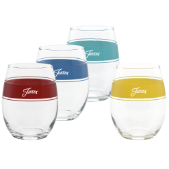 Fiesta China Vibrant 15 oz. Frame Stemless Wine Glass Mixed Color, Set of 4