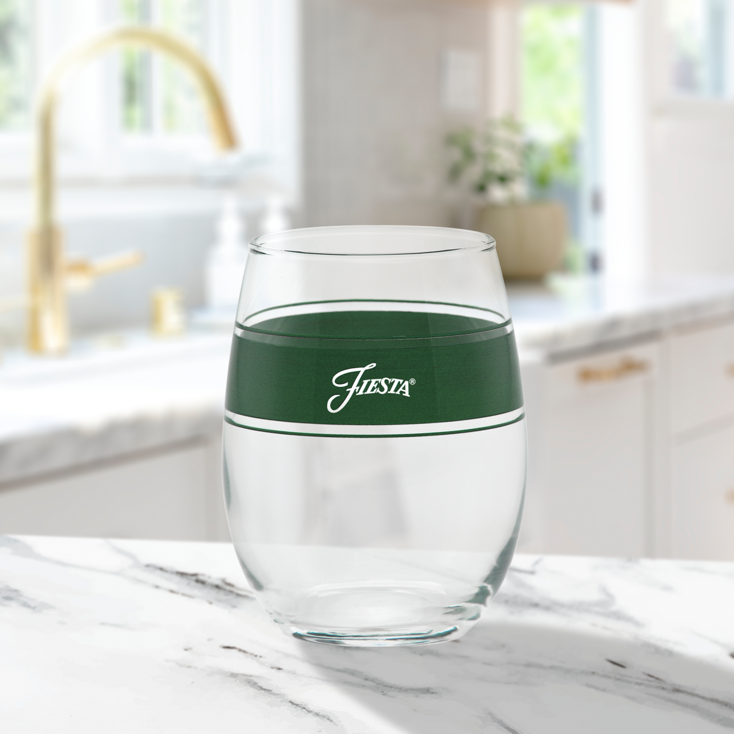 Fiesta China 15 oz. Fiesta® Frame Stemless Wine Jade, Set of 4 - Image 2