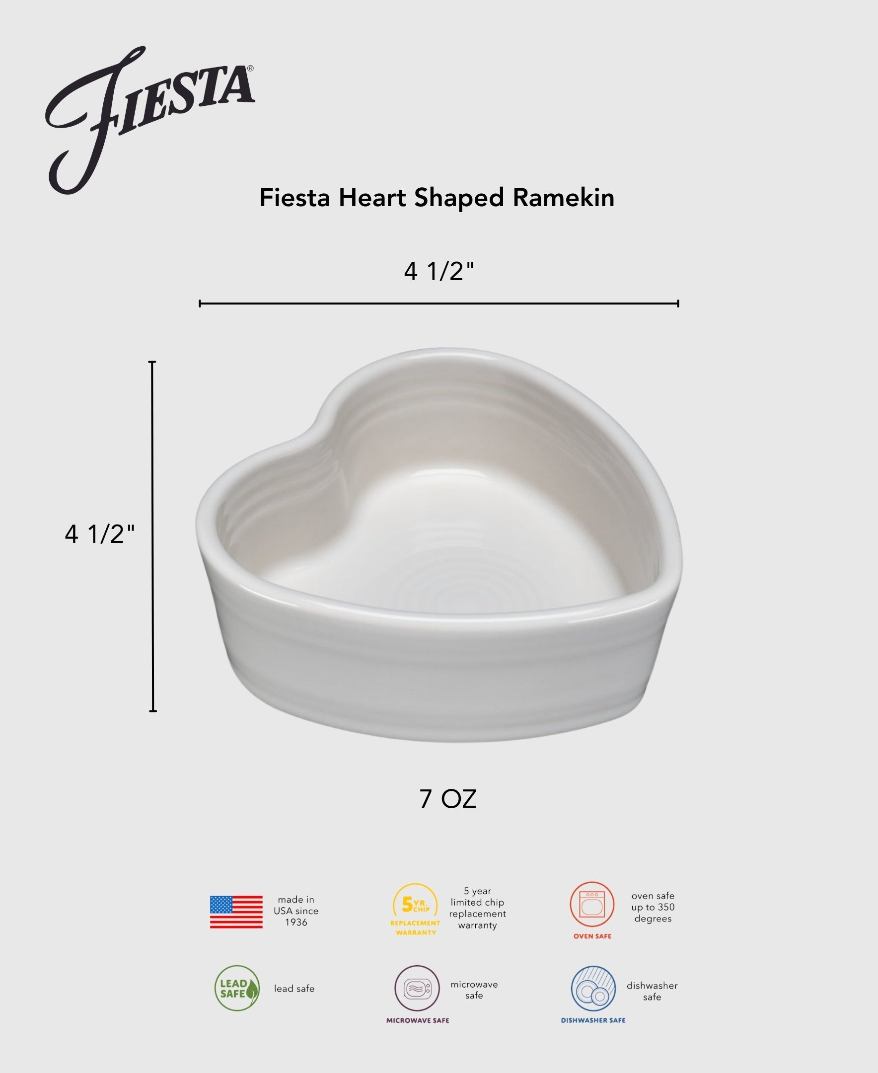 Fiesta China Fiesta 7 OZ Heart Shaped Ramekin 4 1/2 Inch - Image 5