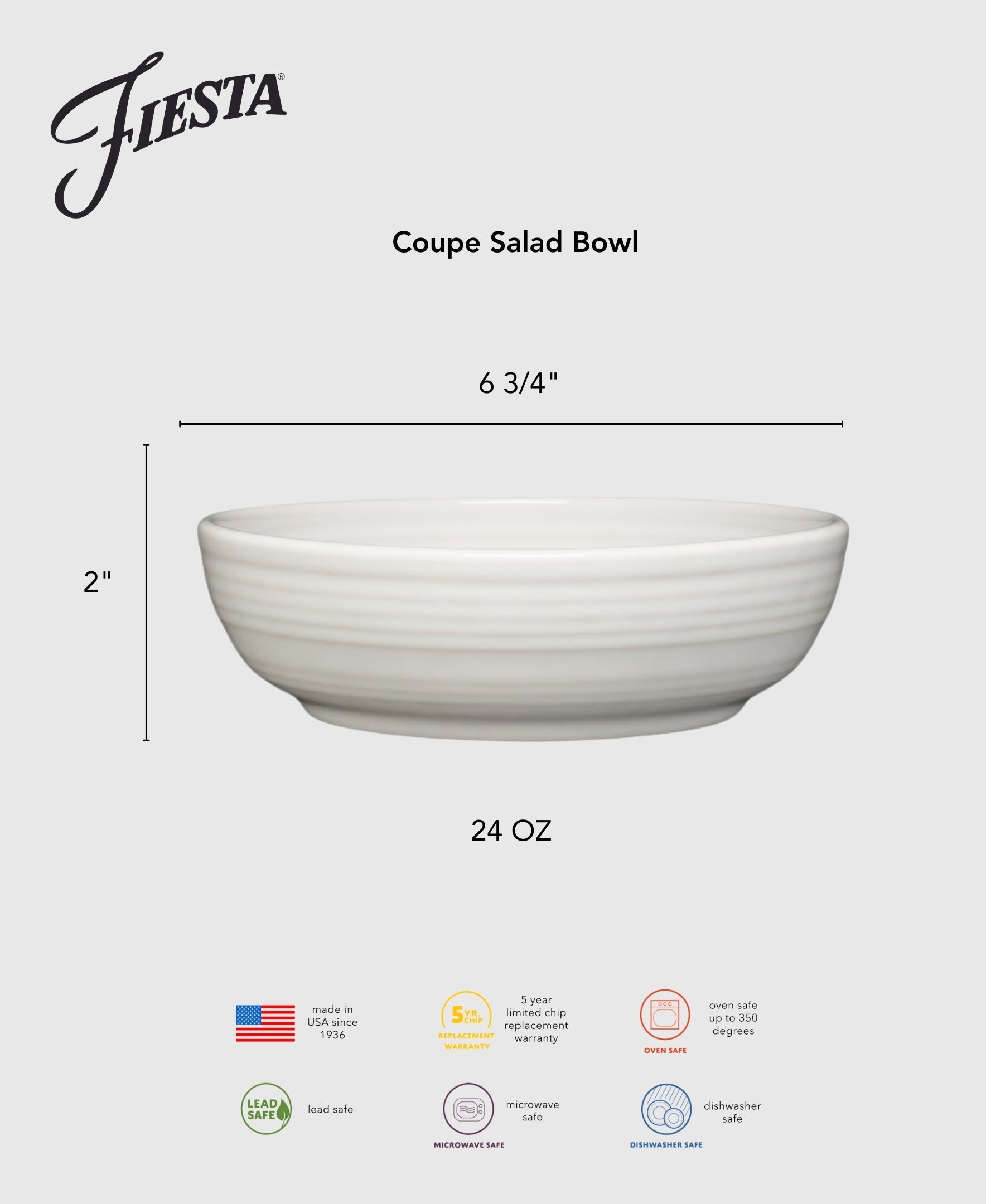 Fiesta China Coupe 6 3/4 Inch Salad Bowl 24 OZ Foundry - Image 2