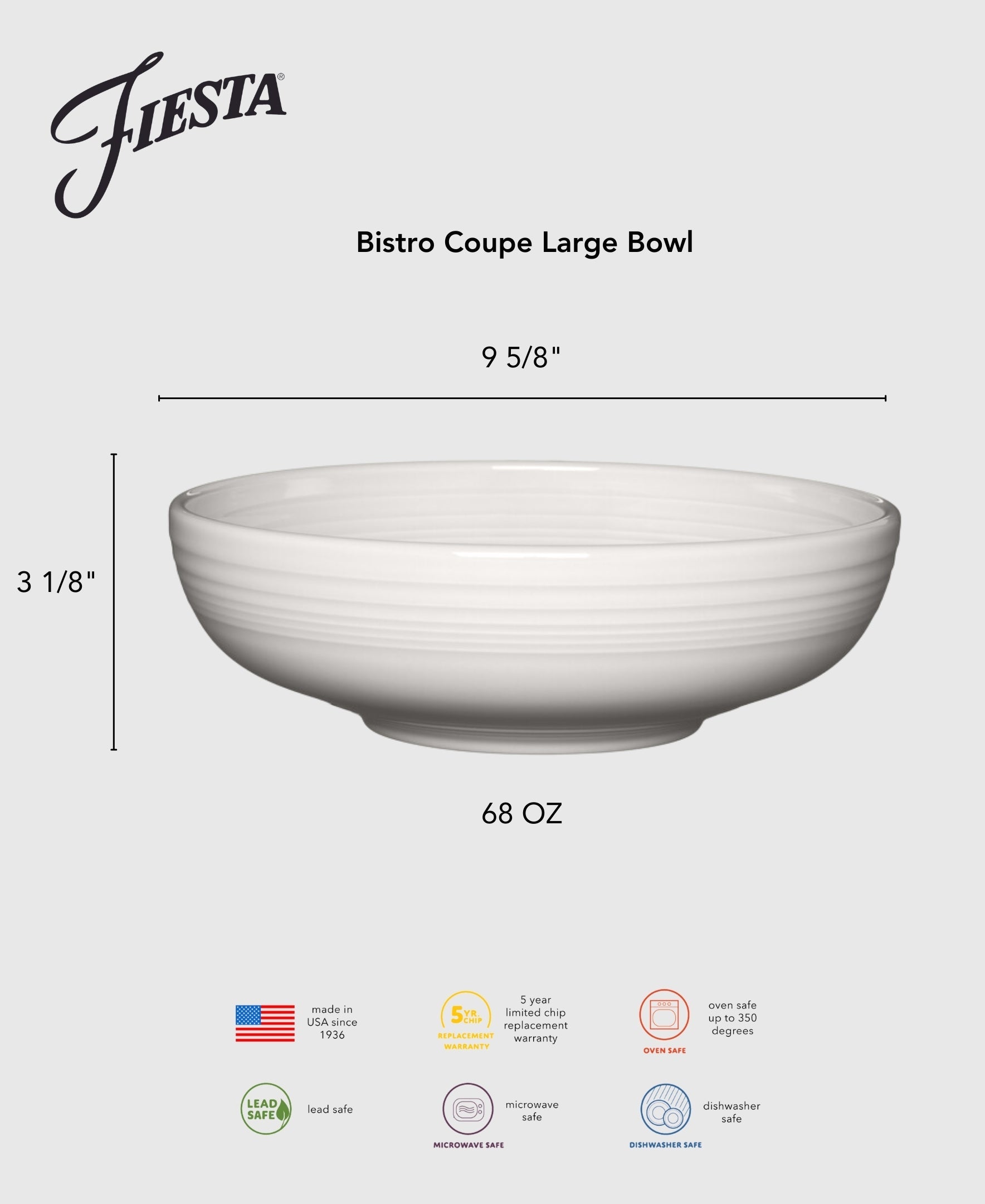 Fiesta China Scarlet Bistro Coupe 9 5/8 Inch Large Bowl 68 OZ - Image 2
