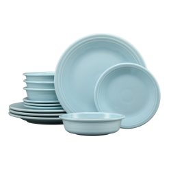 Fiesta China Classic Rim 12-Piece Dinnerware Set, Service for 4