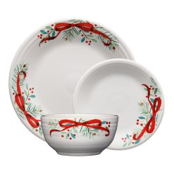 Fiesta China Holly Berry Christmas Garland Classic Bistro Coupe 3-Piece Place Setting, Service for 1