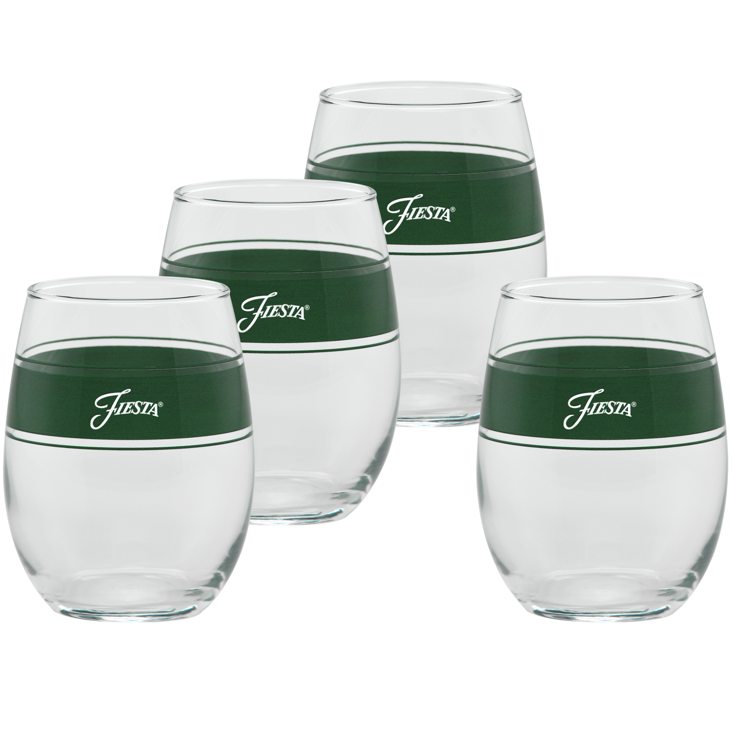 Fiesta China 15 oz. Fiesta® Frame Stemless Wine Jade, Set of 4