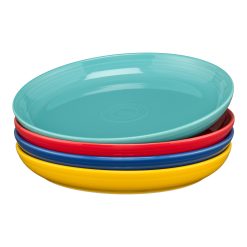 Fiesta China Mixed Vibrant Coupe 10 3/8 Inch Dinner Bowl 40 OZ, Set of 4