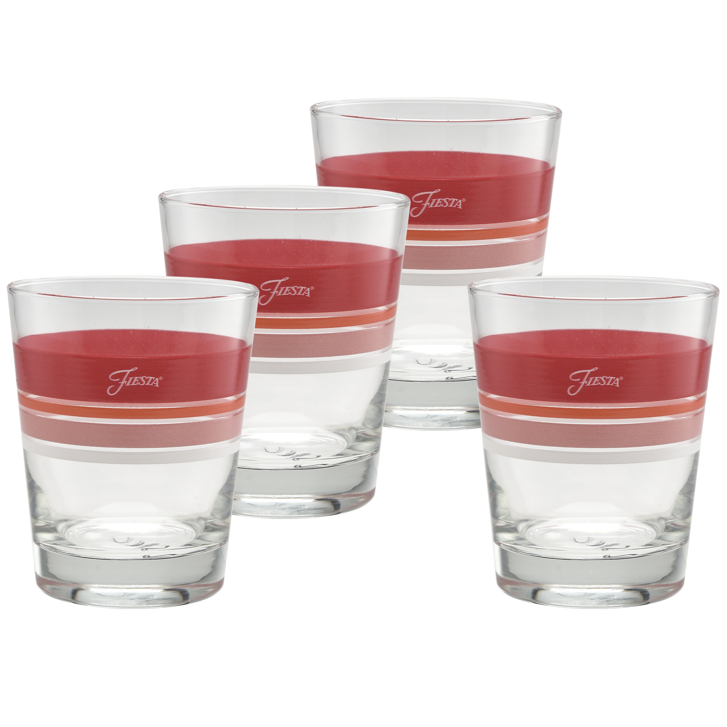 Fiesta China Sunset Horizon Edgeline Tapered Double Old Fashion Glass Mixed, Set of 4