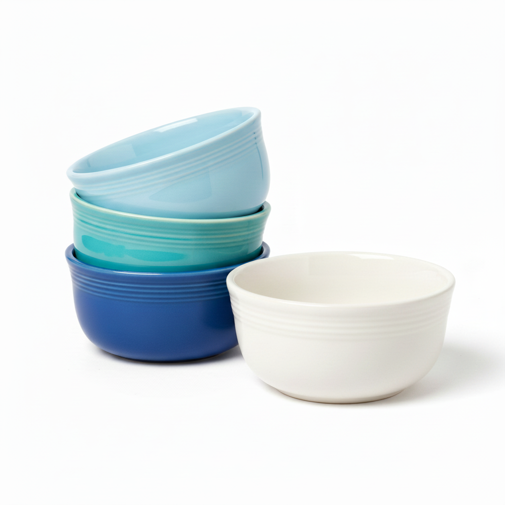 Fiesta China Mixed Coastal Blues All-Purpose 6-Inch 28OZ Gusto Bowls, Set of 4
