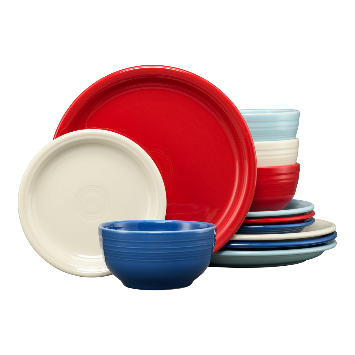 Fiesta China Mixed Americana Bistro Coupe 12-Piece Dinnerware Set, Service for 4