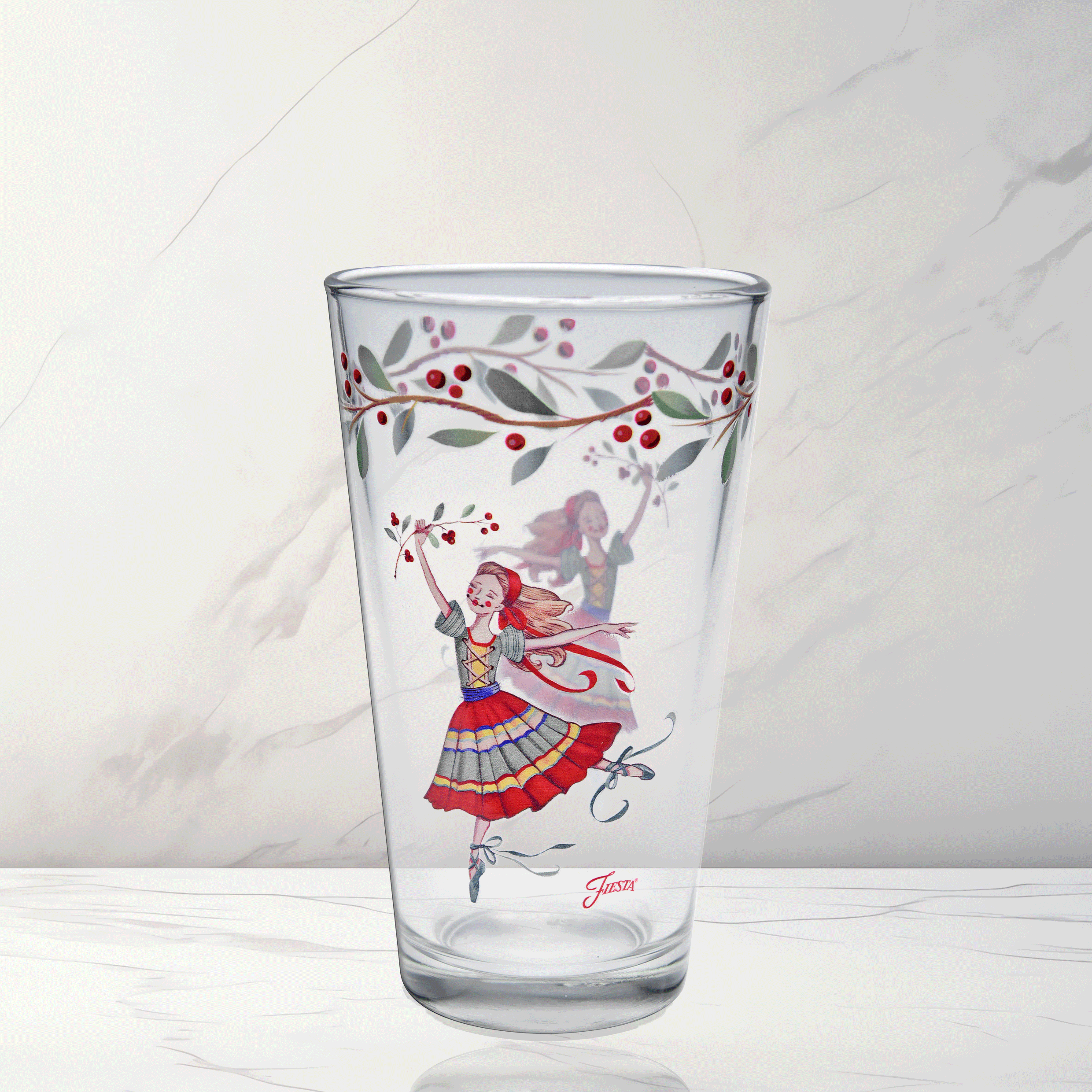Fiesta China Nutcracker The Ballerina 16 oz. Cooler Glass - Set of 4 - Image 3