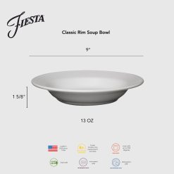 Alternative view of Fiesta China Sky Classic Rim 9 Inch Soup Bowl 13 OZ
