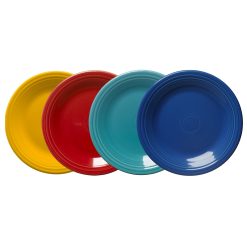 Fiesta China Mixed Vibrant Classic Rim 10 1/2 Inch Dinner Plate, Set of 4