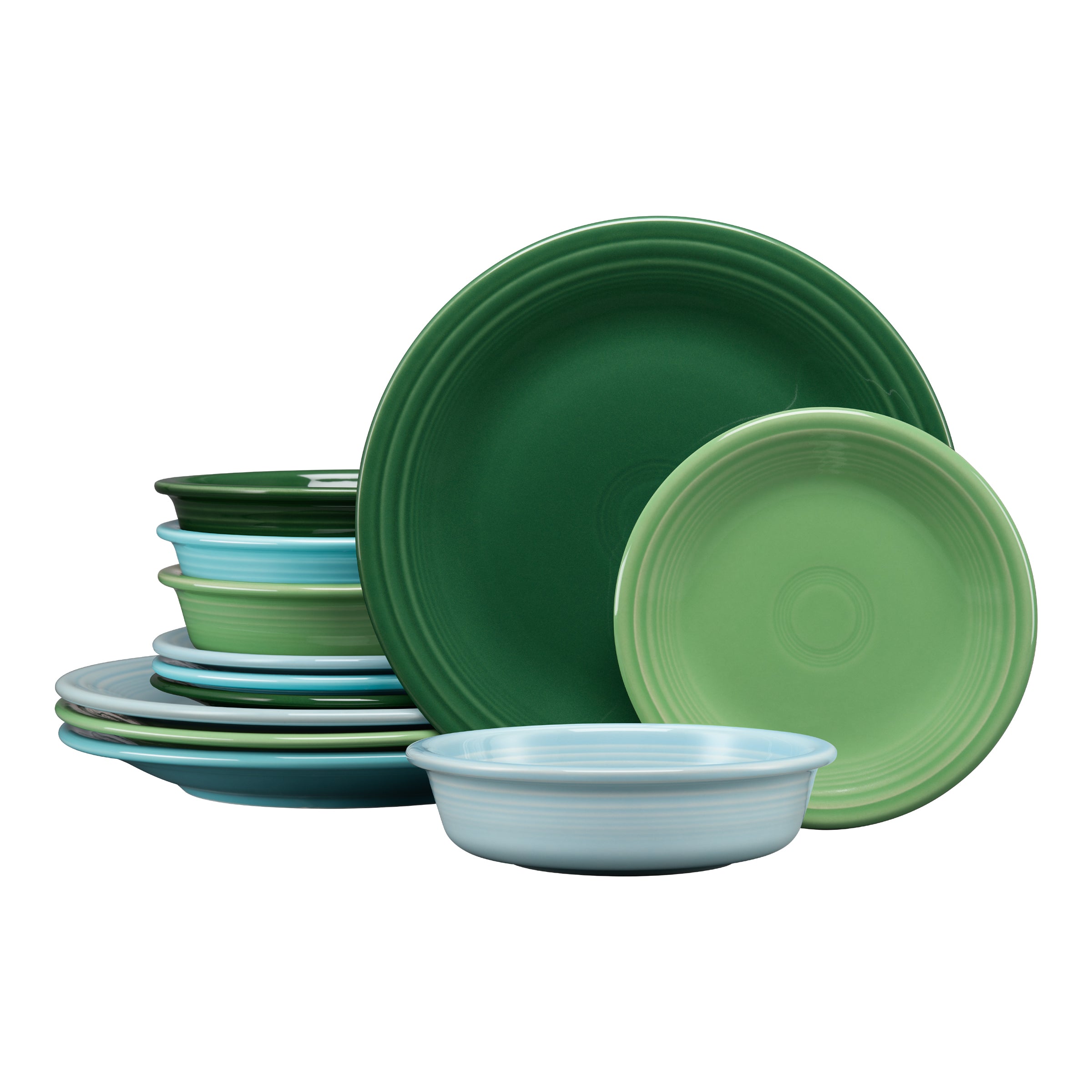 Fiesta China Mixed Aegean Classic Rim 12-Piece Dinnerware Set, Service for 4