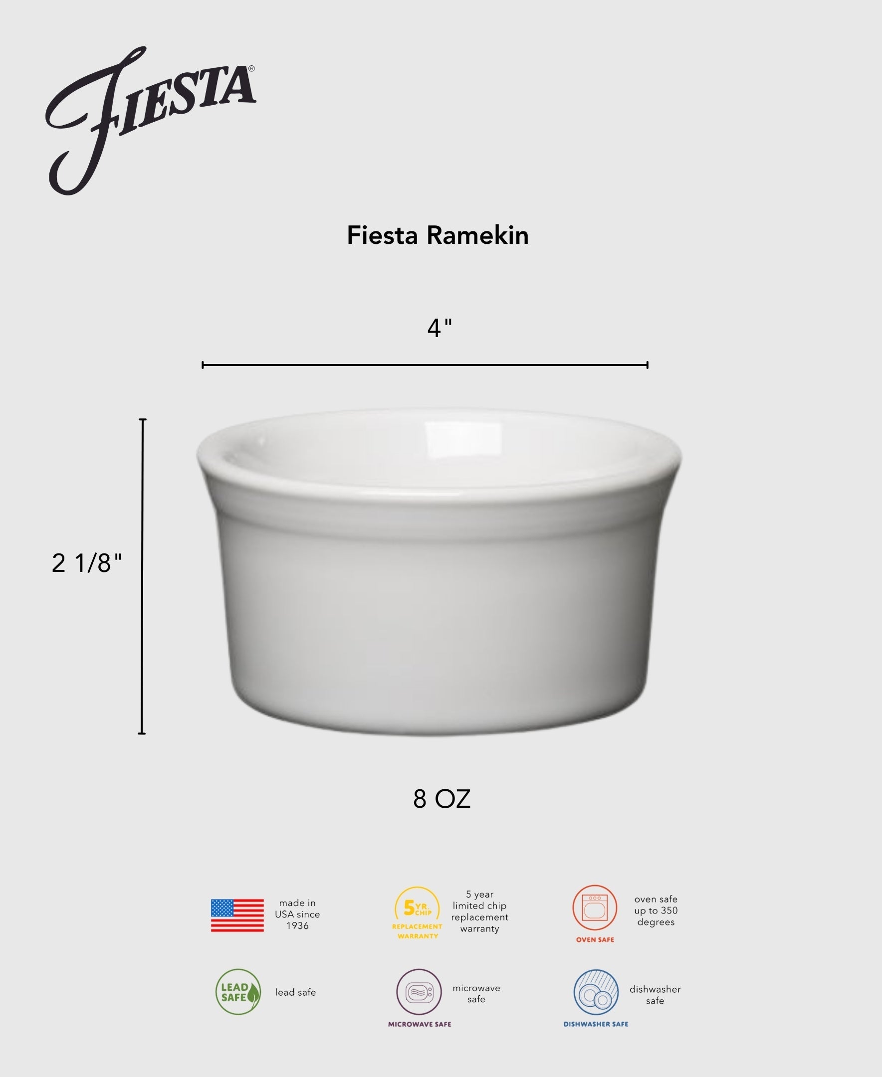 Fiesta China Fiesta 8 OZ Ramekin 4 Inch - Image 5