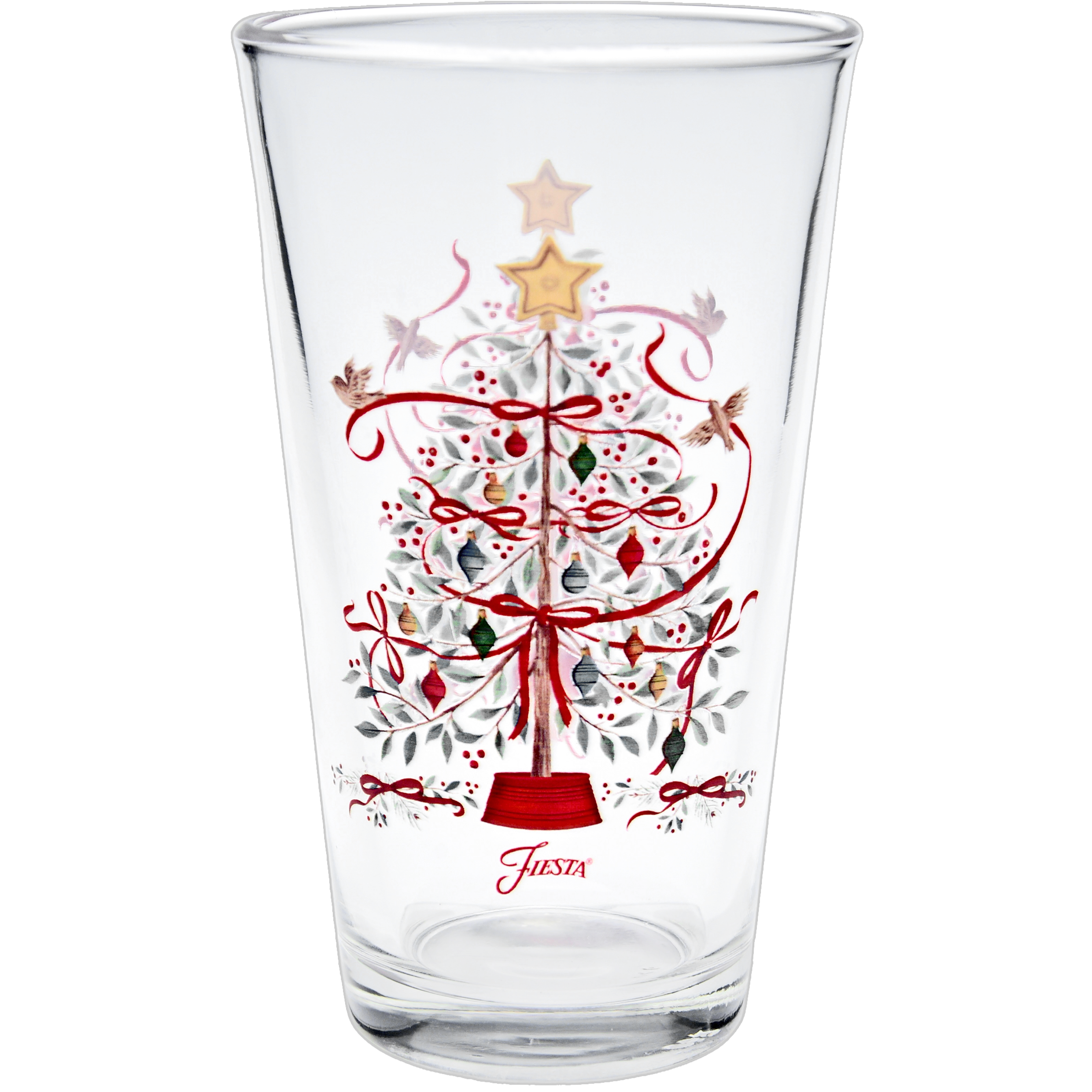 Fiesta China Holly Berry Christmas Tree 16 oz. Cooler Glass - Set of 4 - Image 3