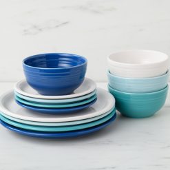 Alternative view of Fiesta China Mixed Coastal Blues Bistro Coupe 12-Piece Dinnerware Set, Service for 4