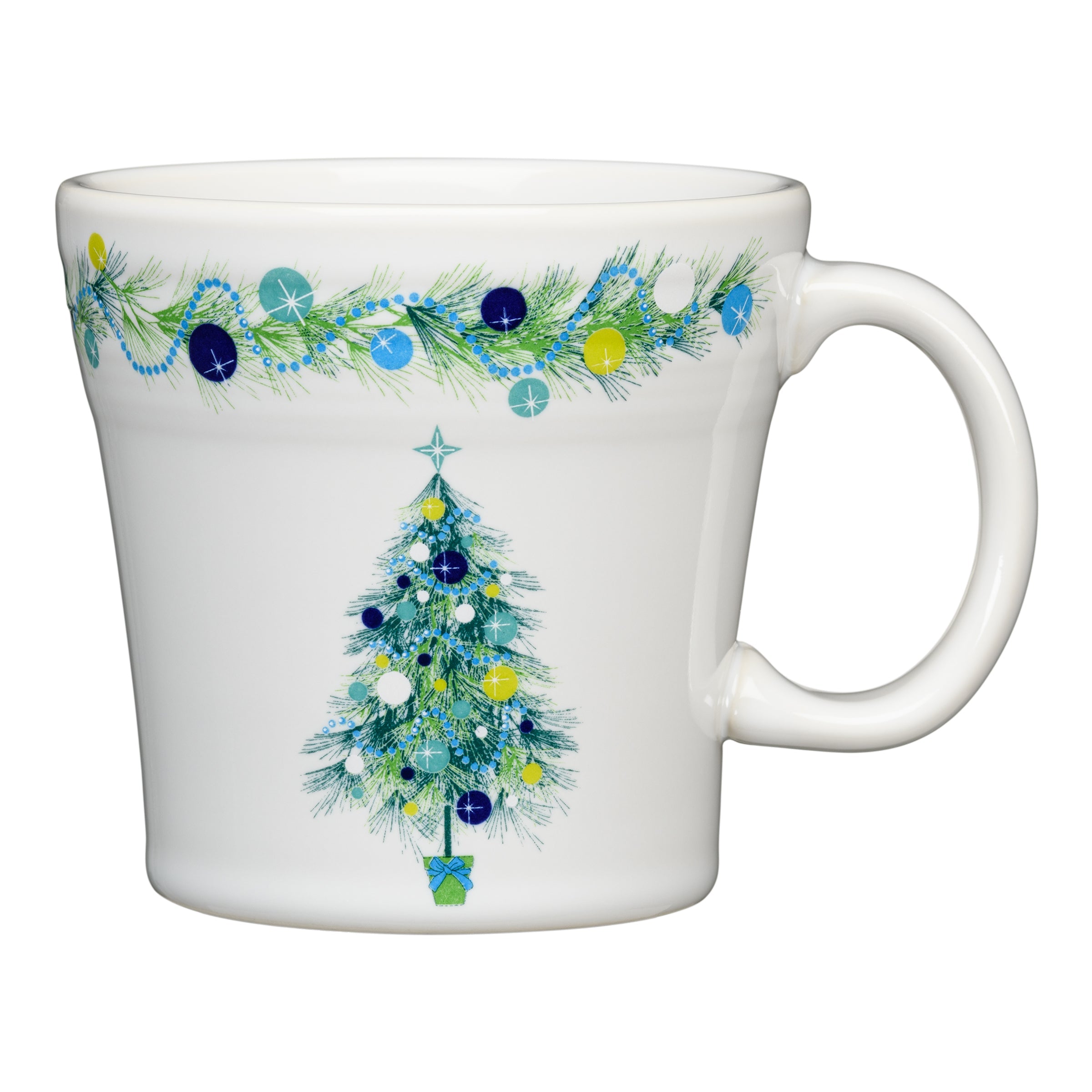 Fiesta China Blue Christmas Tree on White 15 OZ Tapered Mug