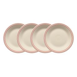 Fiesta China Americana Scarlet Band Set of 4 Classic Rim 10 1/2-Inch Dinner Plates