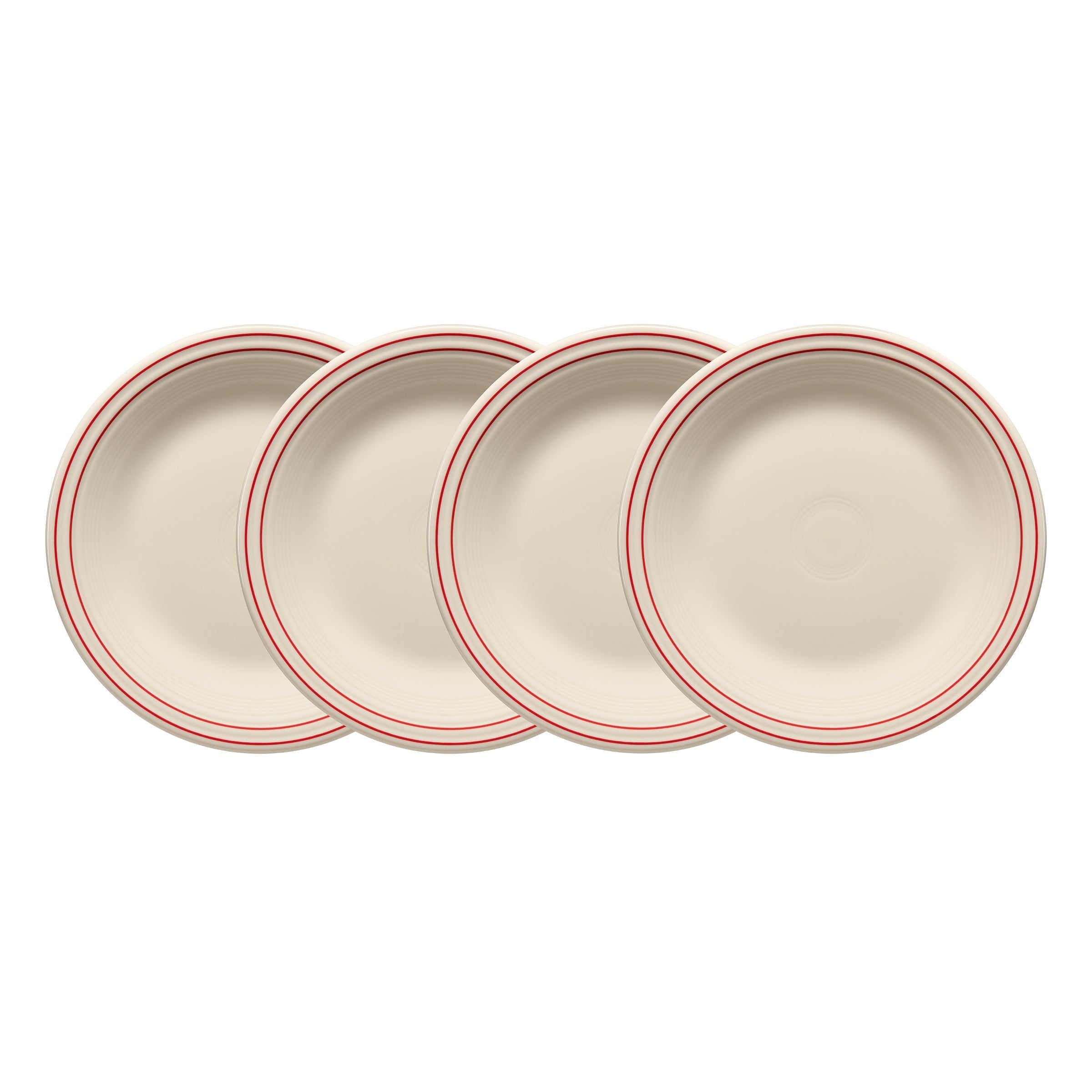 Fiesta China Americana Scarlet Band Set of 4 Classic Rim 10 1/2-Inch Dinner Plates