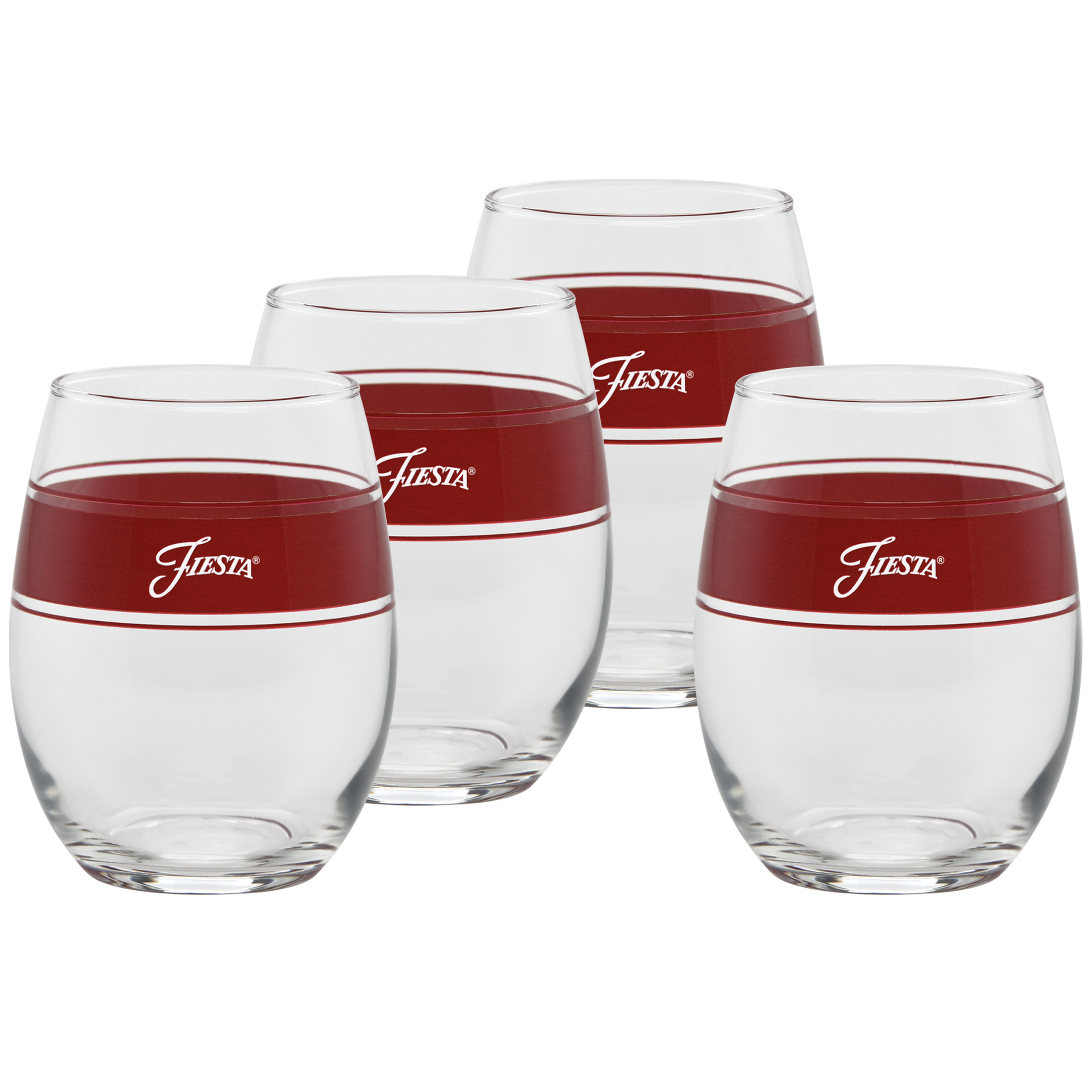 Fiesta China 15 oz. Fiesta® Frame Stemless Wine Scarlet, Set of 4