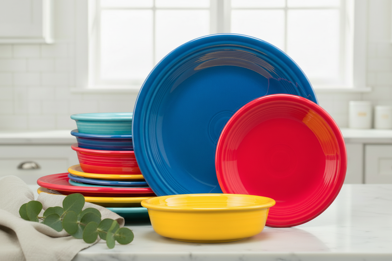Fiesta China Mixed Vibrant Classic Rim 12-Piece Dinnerware Set, Service for 4 - Image 3