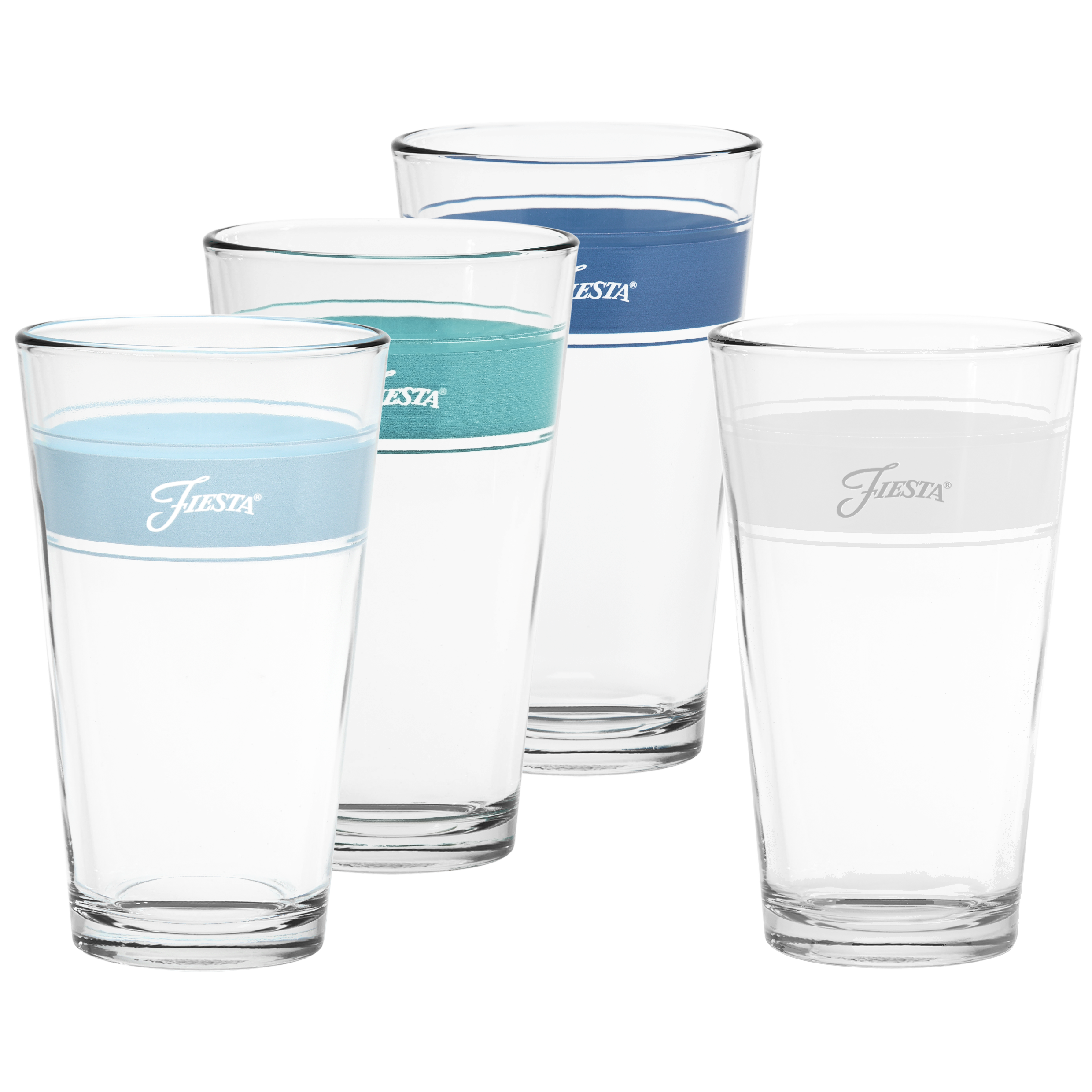 Fiesta China Coastal Blues 16 oz. Frame Cooler Mixed Color - Set of 4