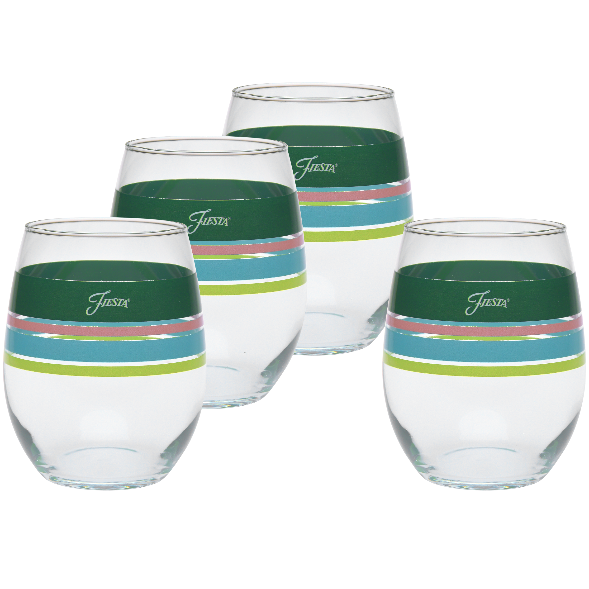 Fiesta China Retired 15 oz. Fiesta® Edgeline Stemless Wine Tropical, Set of 4