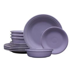 Fiesta China Lavender Classic Rim 12-Piece Dinnerware Set, Service for 4