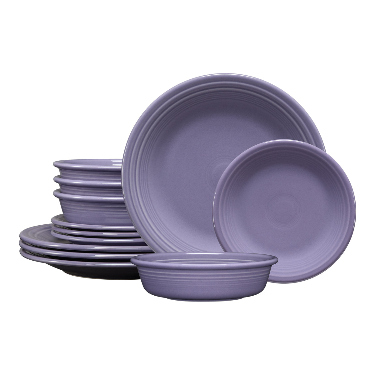 Fiesta China Lavender Classic Rim 12-Piece Dinnerware Set, Service for 4